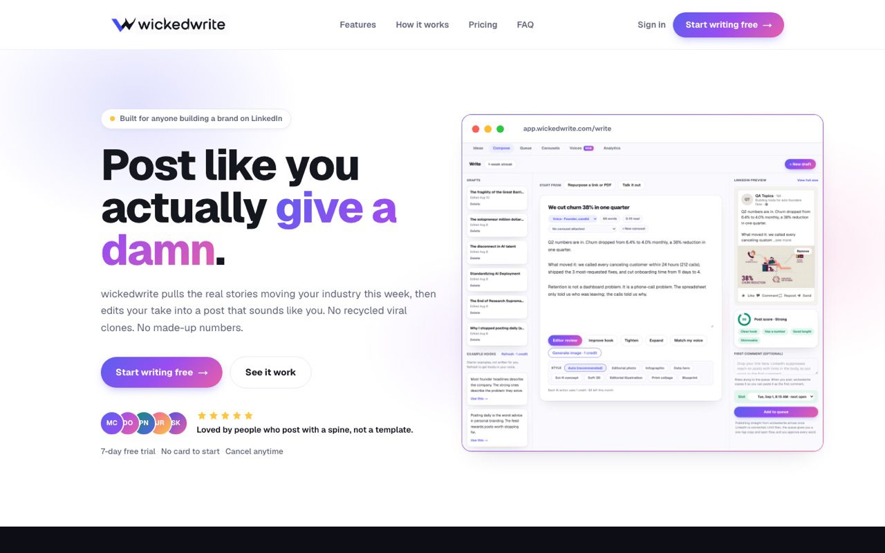 WickedWrite, AI writing for LinkedIn creators